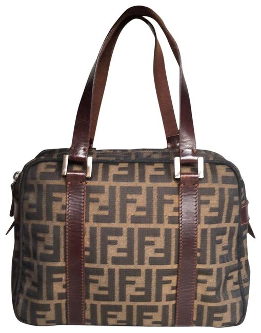 Fendi Zucca Satchel Brown Canvas Tote 