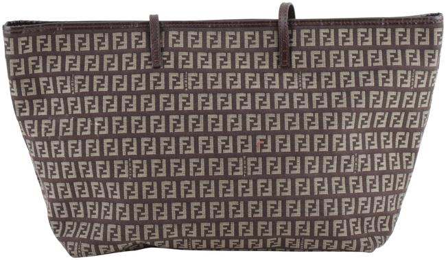 Fendi Zucca Signature Print Shopper Brown Canvas Tote 