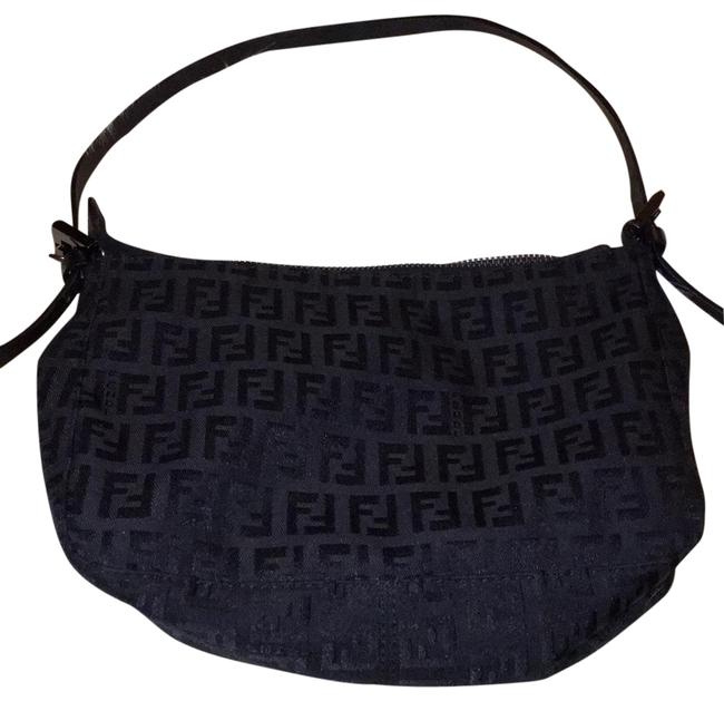 Fendi Zucca Small Pochette Black Canvas Baguette 