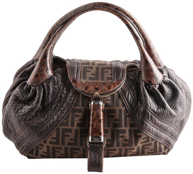 Fendi Zucca Spy Brown Canvas Shoulder Bag 