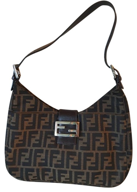 Fendi Zucca Tobacco CanvasLeather Shoulder Bag 