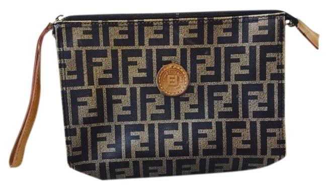 Fendi Zucca Tobacco Leather Wristlet 