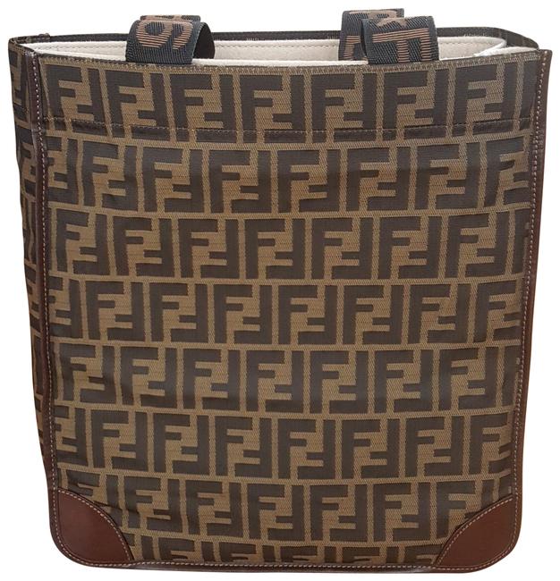 Fendi Zucca ToteLaptop Brown Canvas Tote 
