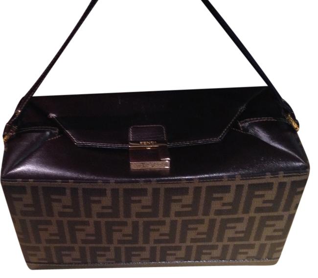 Fendi Box Zucca Vanity Brown Canvas &amp; Leather WeekendTravel Bag 