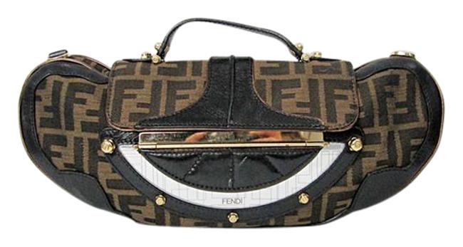 Fendi Zucca Vanity Mirror Brown Canvas Shoulder Bag 