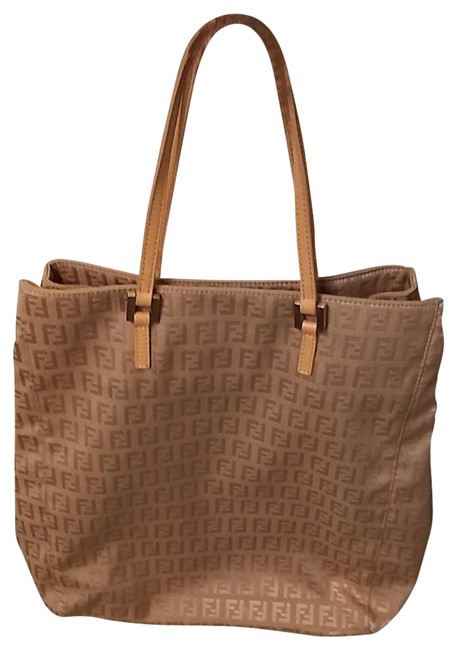 Fendi Zucchini New Vintage Small Tan Canvas Tote 