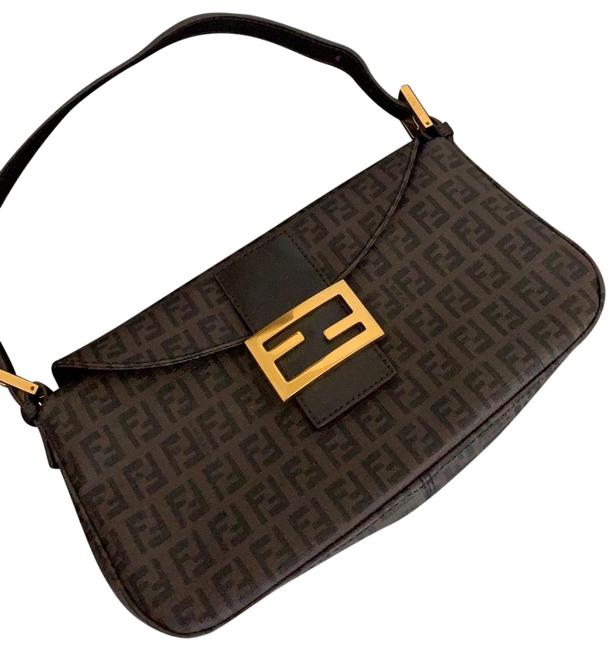 Fendi Zucchino #8br003 Brown Leather Baguette 
