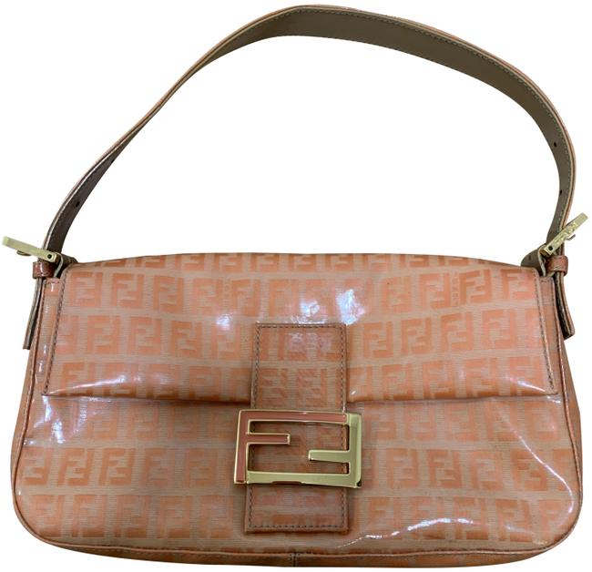 Fendi Zucchino Baguette Orange Coated Canvas Shoulder Bag 