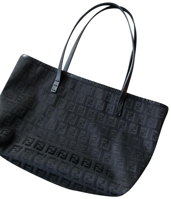 Fendi Zucchino Black Canvas Tote 