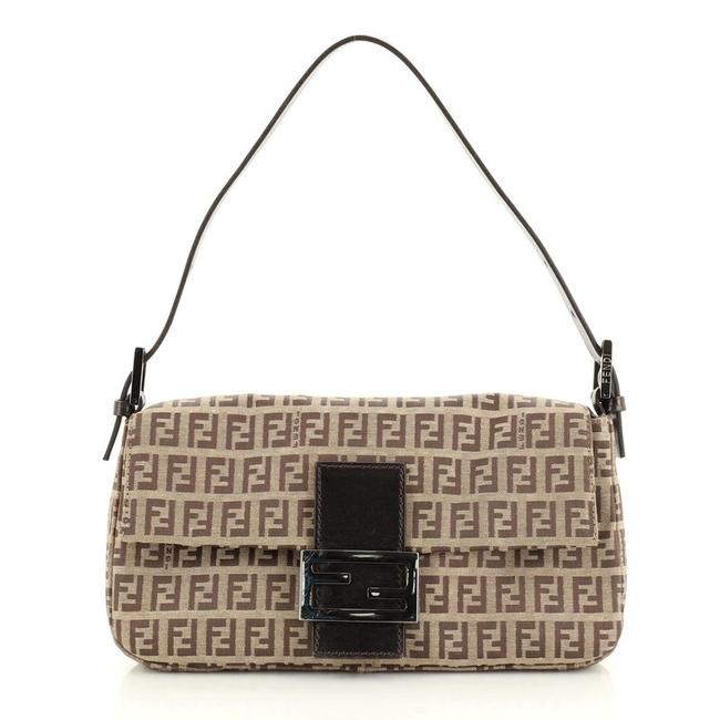 Fendi Zucchino Brown Canvas Baguette 