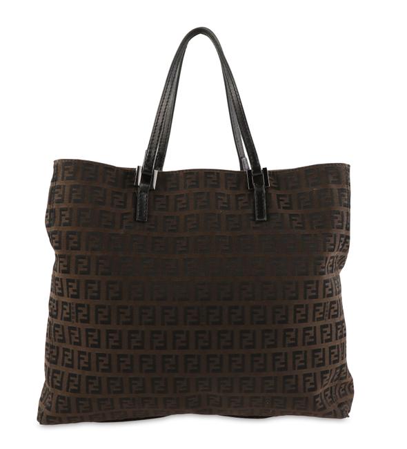 Fendi Zucchino Brown Canvas Tote 