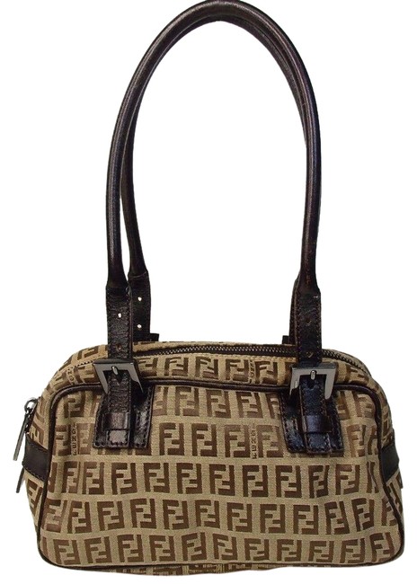 Fendi Zucchino Browns Canvas Shoulder Bag 