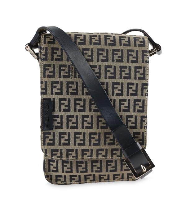 Fendi Zucchino Ff Logo Blue Canvas Shoulder Bag 