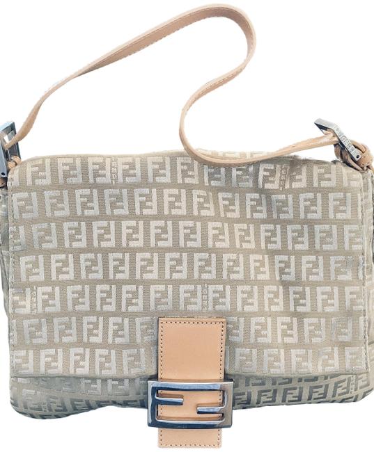 Fendi Zucchino Flap Mama Gold Canvas Baguette 