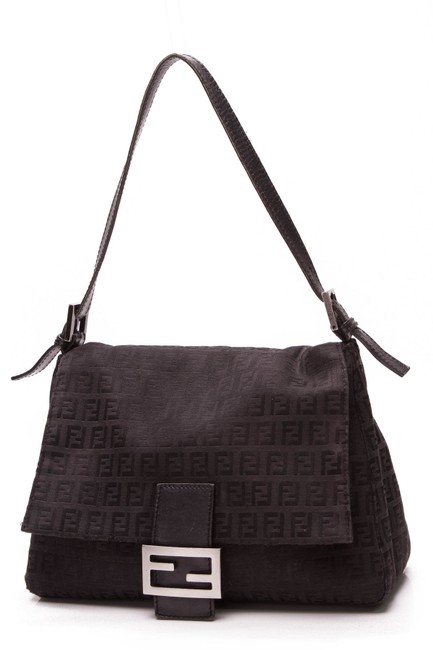 Fendi Zucchino Forever Zucca Black Canvas Baguette 