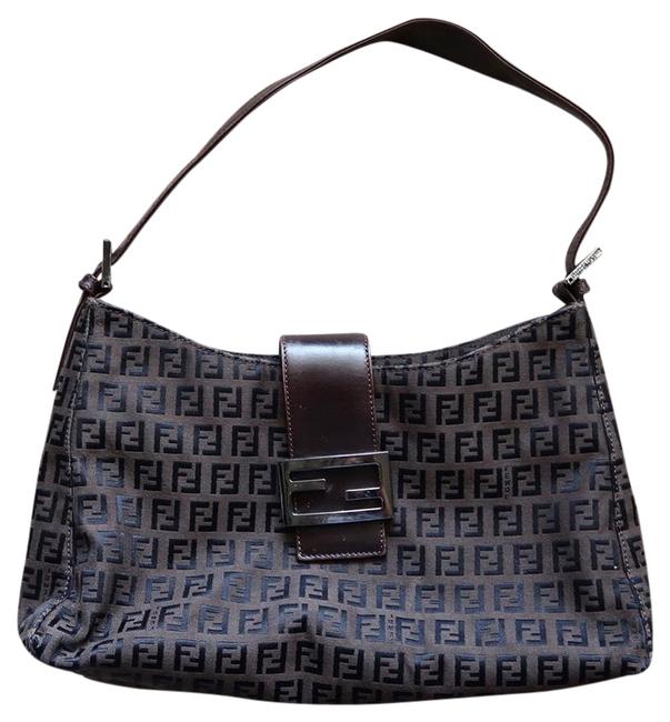 Fendi Zucchino Habo Brown Canvas Baguette 