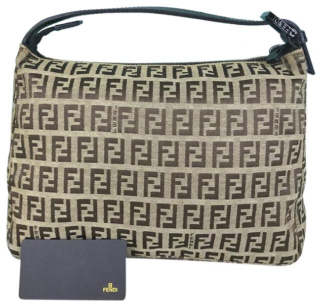 Fendi Zucchino Handbag Brown Canvas Shoulder Bag 