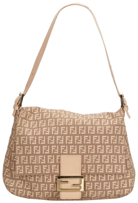 Fendi Zucchino Mamma Pink Fabric X Canvas X Leather X Others Baguette 