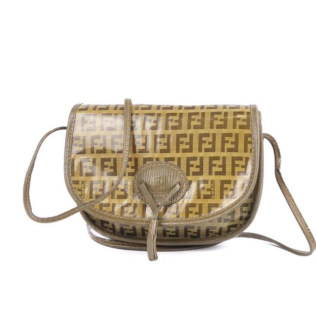Fendi Zucchino Pattern Mini Old Ladies BeigeKhaki Zucca Shoulder Bag 