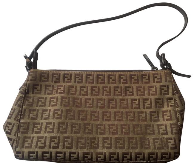 Fendi Zucchino Pochette Beige Canvas Baguette 
