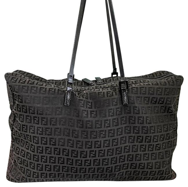 Fendi Shoulder Bag Zucchino Brown Canvas Tote 