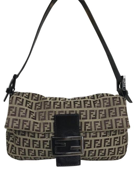 Fendi Zucchino Small Sale 27404 Brown Canvas Baguette 