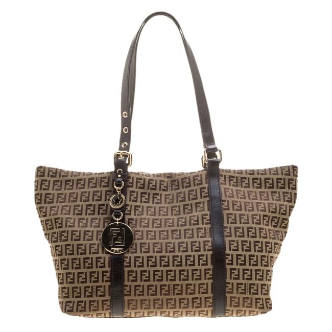 Fendi Shopping Zucchino Superstar Brown Canvas Tote 