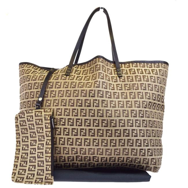 Fendi Clutch Zucco With Brown Canvas Tote 