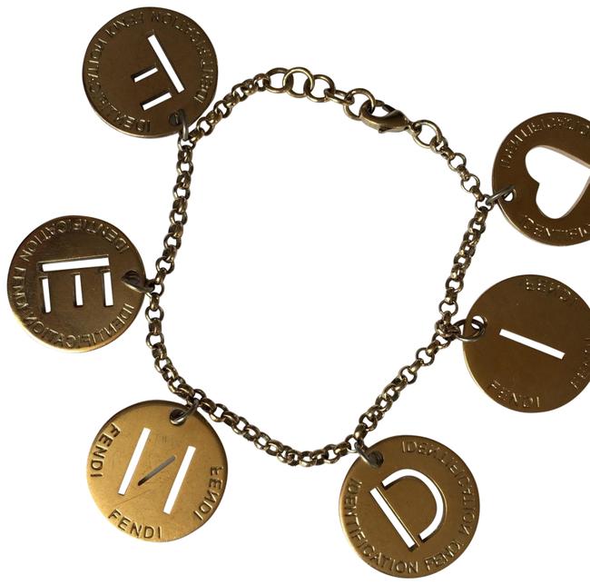 Fendi 14k Gold Plated Identification Logo Charm Bracelet