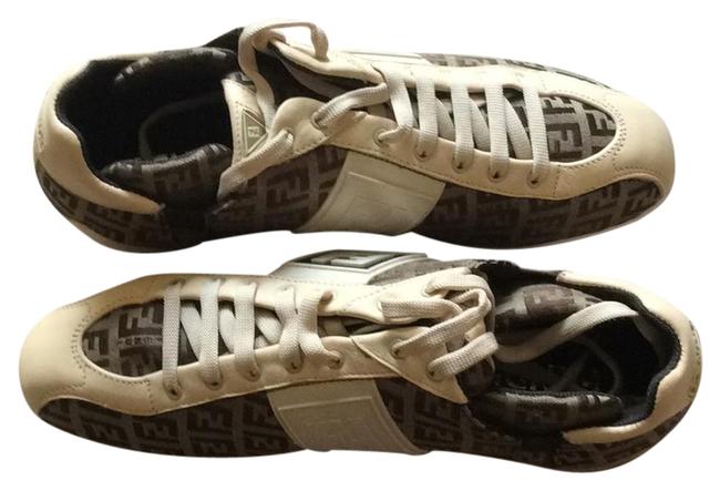 Fendi Beige and Light Brown Zucca Sneakers 