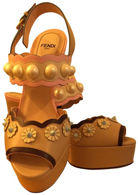 Fendi Beige Mix Vitello Sandals 