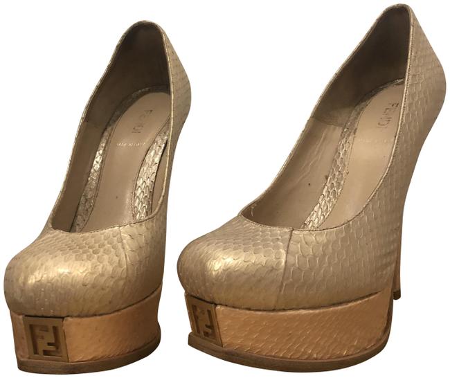 Fendi Beige Python Pumps 