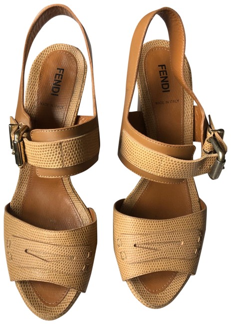 Fendi Beige Sandal Wedges 