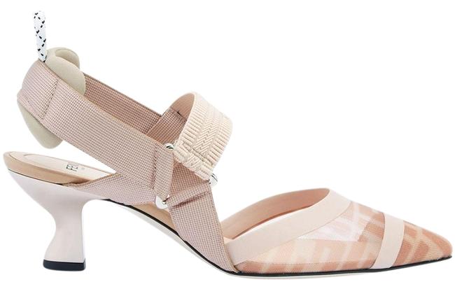 Fendi Beige Spk Mesh Slingback 10 Pumps 