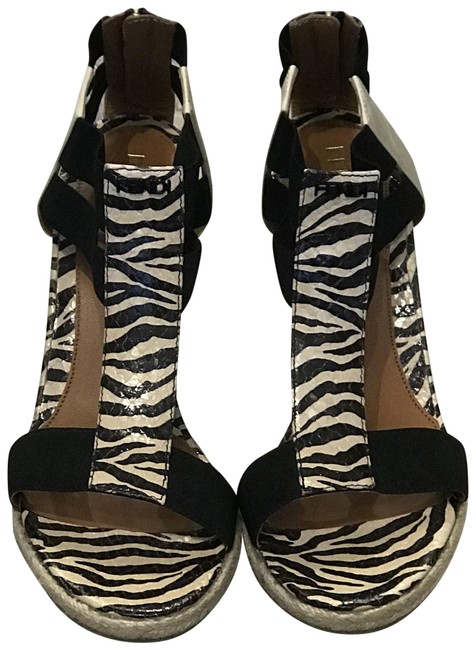 Fendi Black and Beige Zebra Wedges 