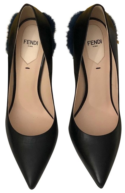 Fendi Black &amp; Blue Duo 95mm Pumps 