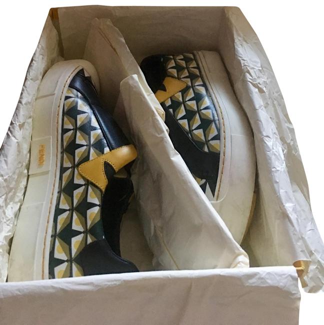Fendi Black and Yellow Slip On Sneakers 