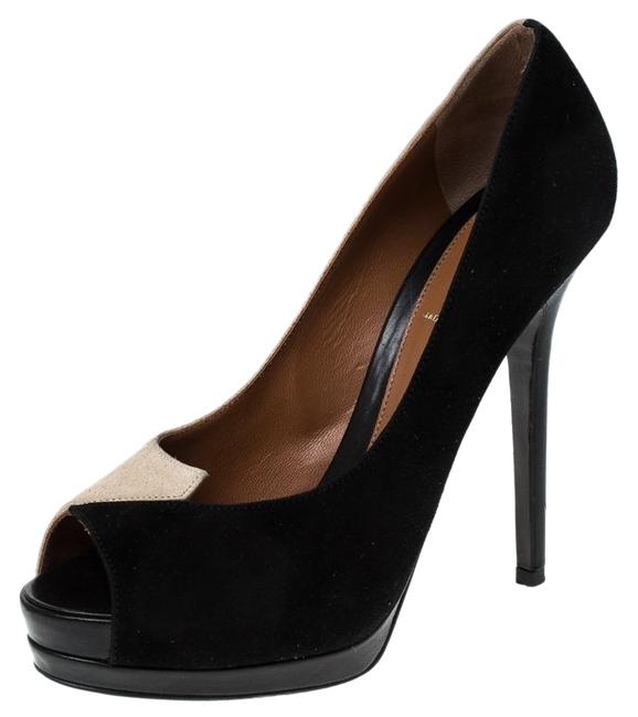 Fendi Black Black Beige Suede 39 Pumps 