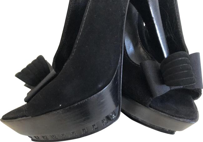 Fendi Black Bow Peep Toe Slingback Pumps Narrow Aa, N