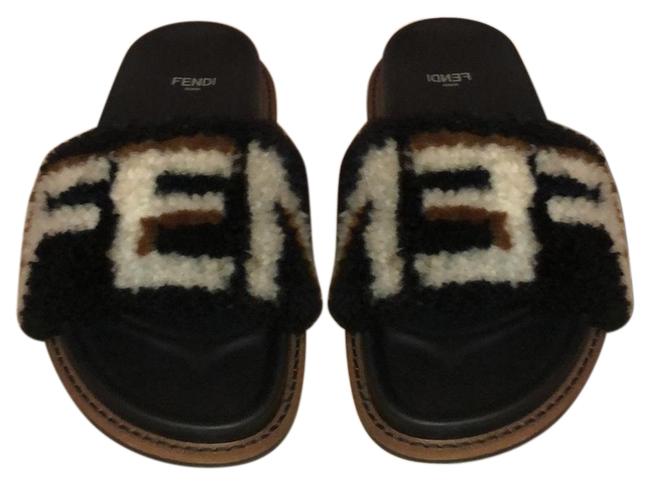 Fendi Black Brown White Sandals 