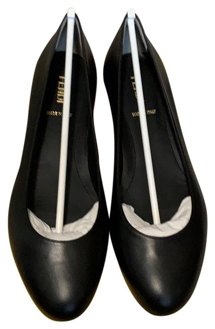 Fendi Black Calf Leather Ballerina Flats 