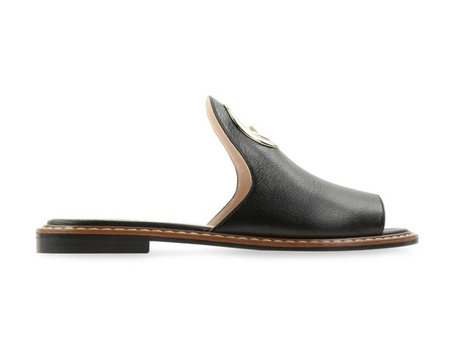 Fendi Black F Logo Mules Slides 