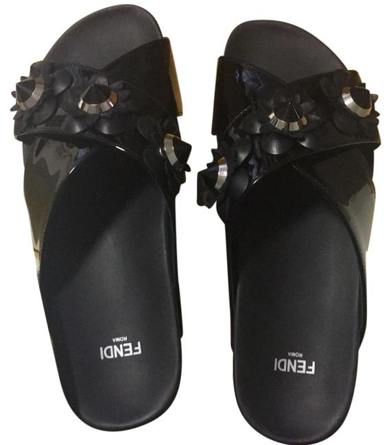 Fendi Black Floral Sandals Wide C, D