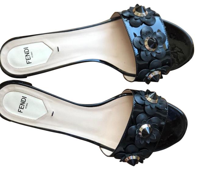 Fendi Black Flower Sandals Narrow Aa, N