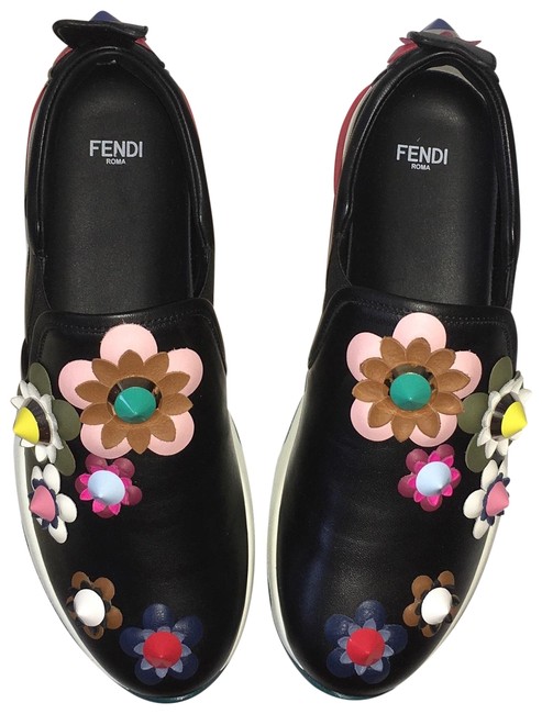 Fendi Black Flowerland Studded Sneakers 