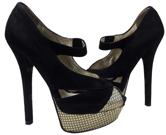 Fendi Black Gold Suede Platforms 