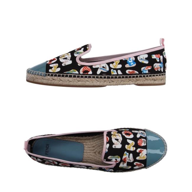Fendi Black Graffiti Espadrille Flats 