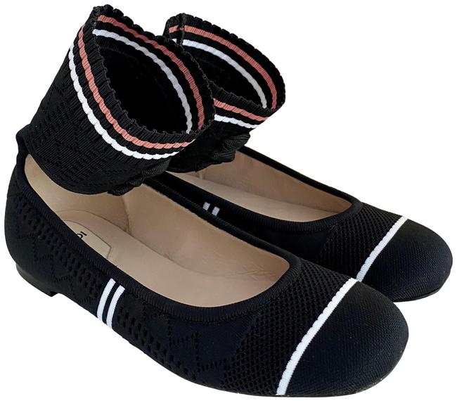 Fendi Black Knit Ankle Lace Ballet Flats 