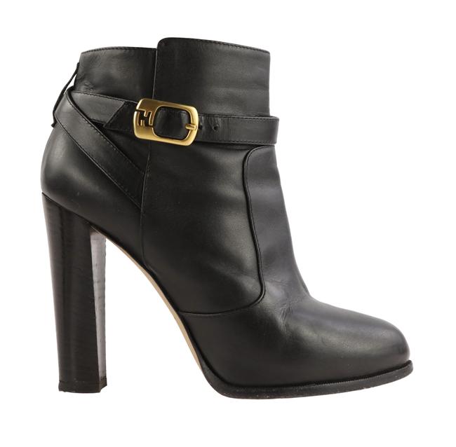 Fendi Black Leather Ankle Wrap Boots