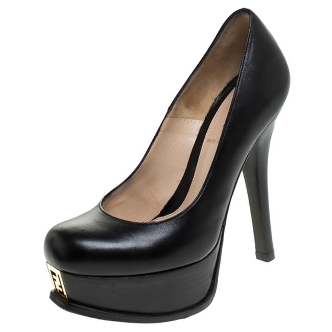 Fendi Black Leather Fendista Platform Pumps 